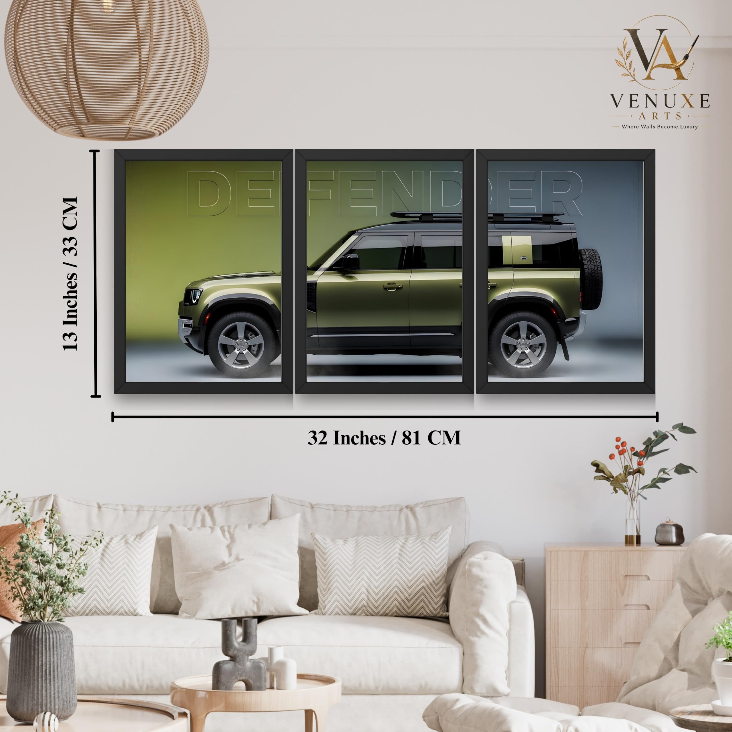 VENUXE ARTS Set Of 3 Big Sports Cars Framed Posters Gift Items for Boys Room Wall Decoration Bedroom, Living Room, Office, Studio Décor | Car Poster Frame for Wall Décor