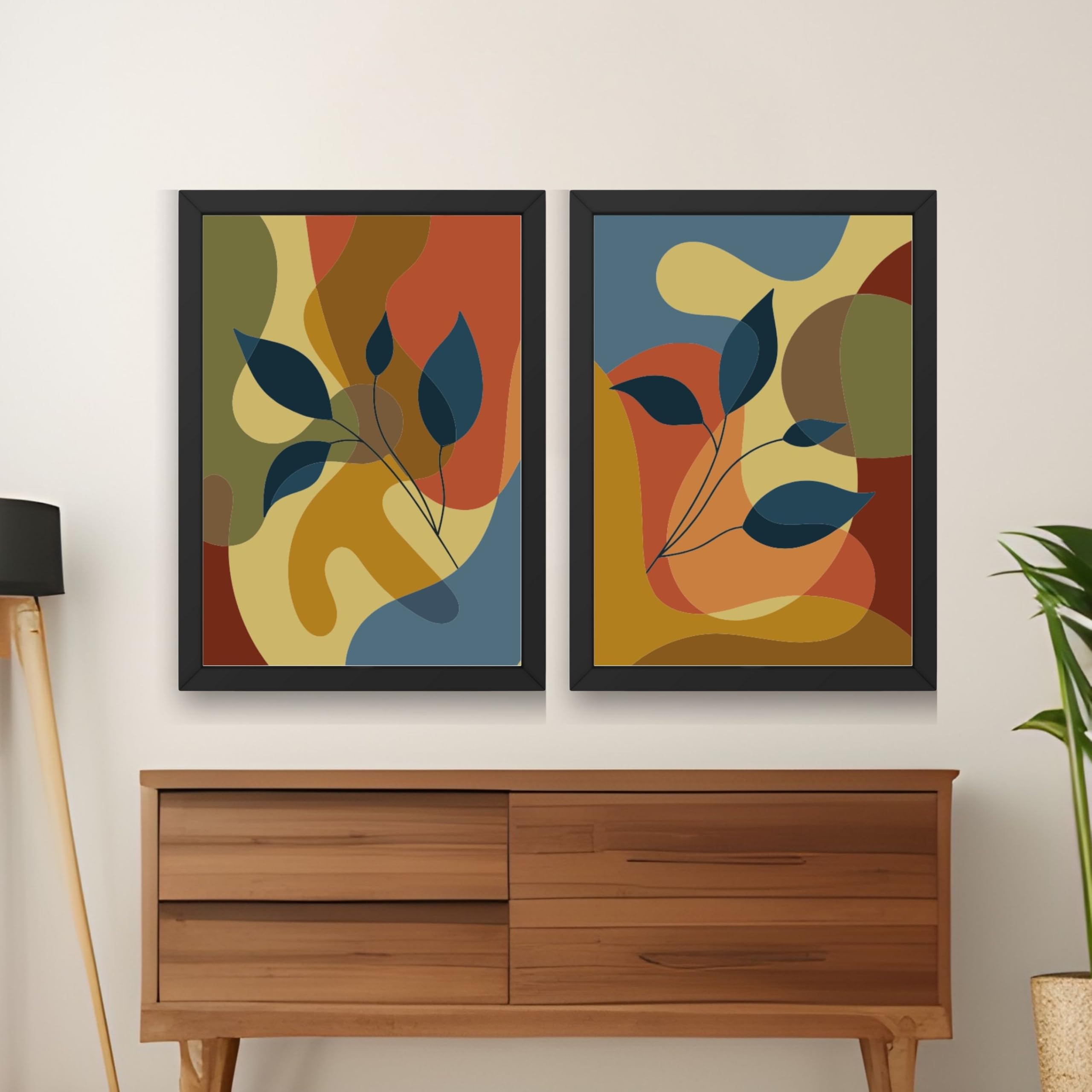 CRAFT QUEST Wall Art Decor Paintings | Set of 2 Floral Art Frames for Home Decoration | Ideal for Living Room, Bedroom & Office