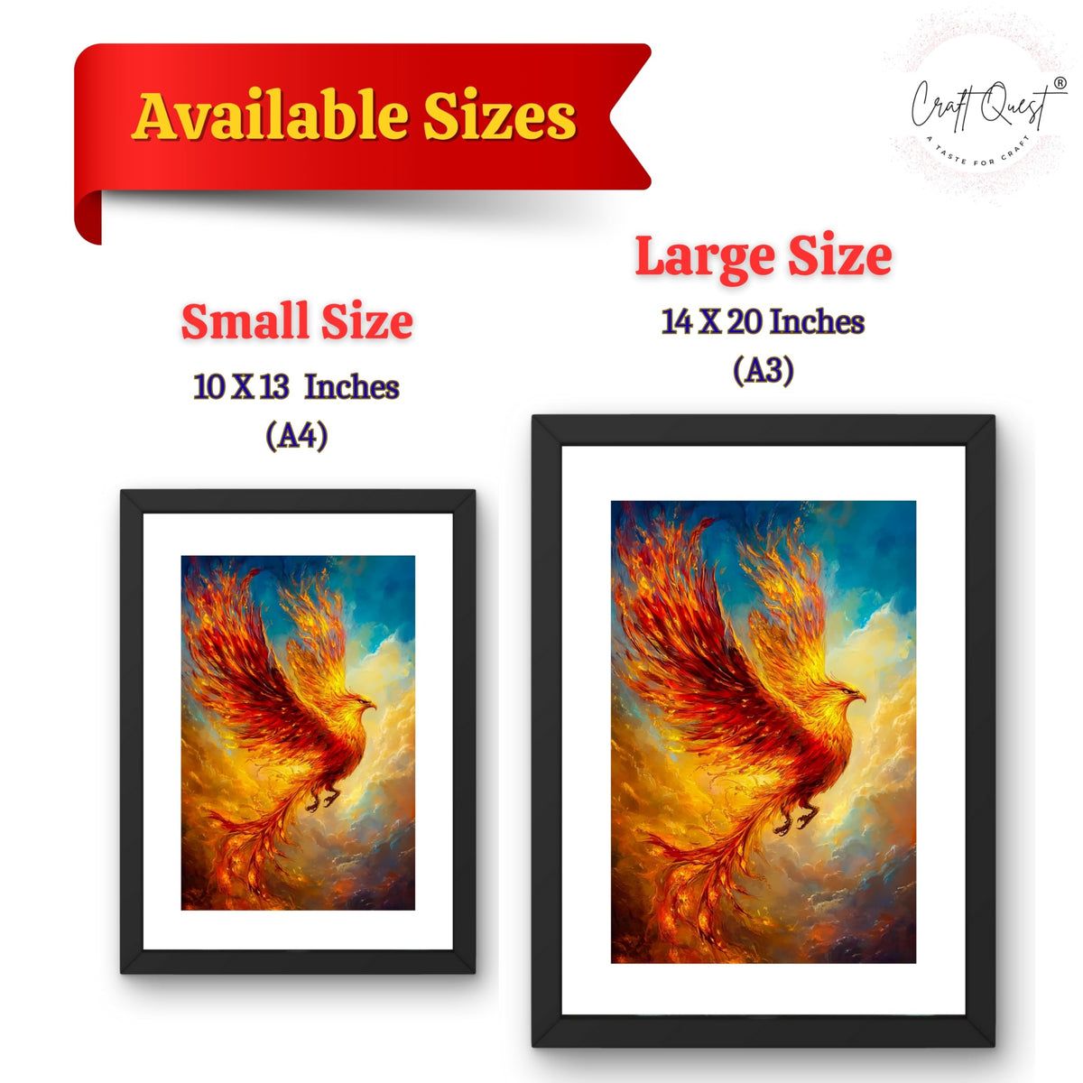 CRAFT QUEST Phoenix Bird Painting – Rising Phoenix Vastu Wall Art – Wall Decoration – Positive Energy Painting for Success, Growth & Spiritual Inspiration