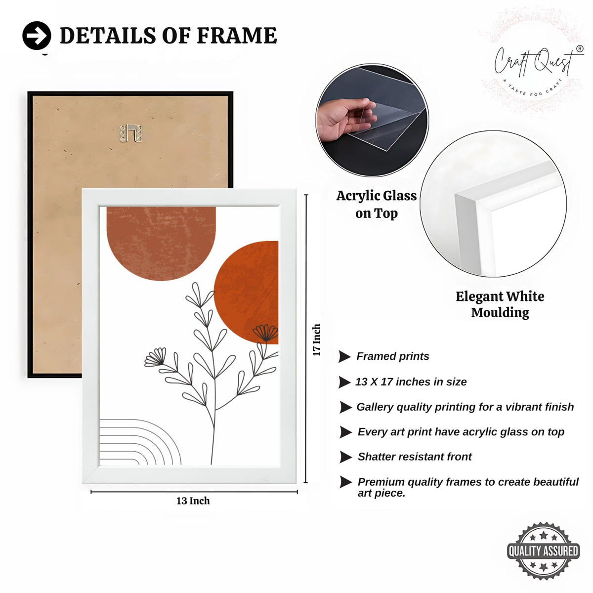 CRAFT QUEST Wall Art Decor Paintings | Set of 3 Abstract Wall Art Frames for Home Decoration | Ideal for Living Room, Bedroom & Offices