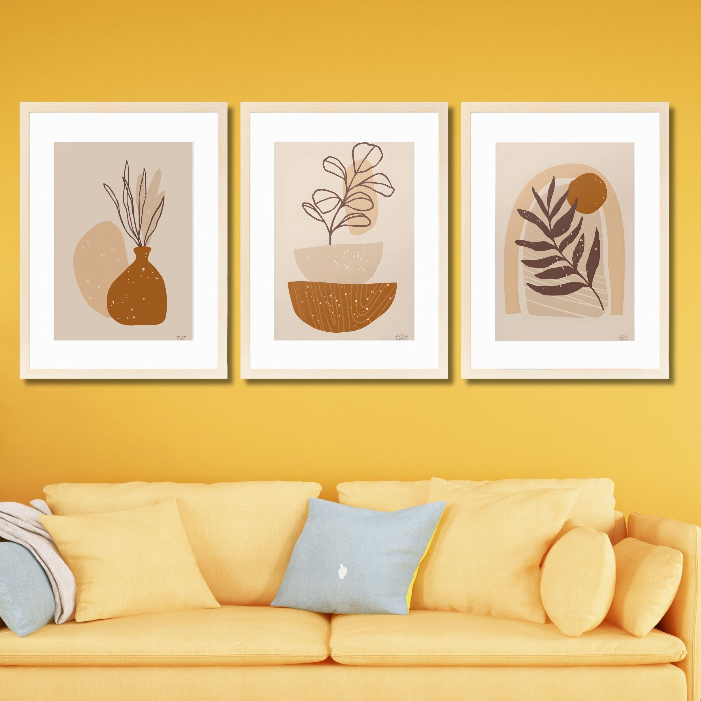 CRAFT QUEST Wall Art Decor Paintings | Set of 3 FLORAL Wall Art Frames for Home Decoration | Ideal for Living Room, Bedroom & Offices