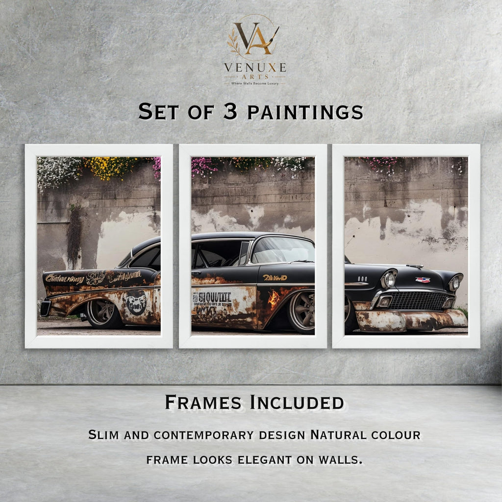 VENUXE ARTS Set Of 3 Big Sports Cars Framed Posters Gift Items for Boys Room Wall Decoration Bedroom Living Room Office Studio Décor | Car Poster Frame for Wall Décor