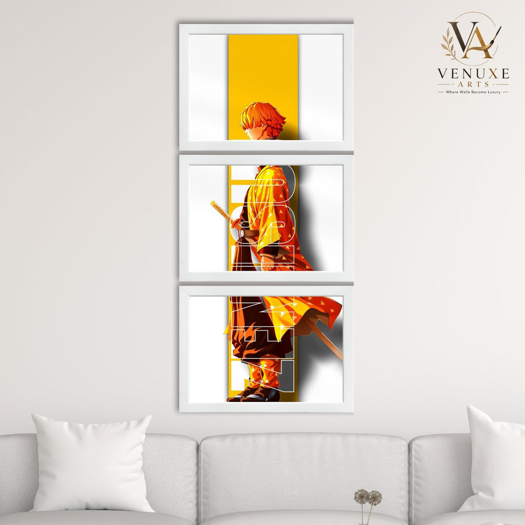 VENUXE ARTS Set Of 3 Anime Characters Wall Framed |Anime Characters Framed Poster for Living Room Bedroom Gaming Room Studio Wall Decor