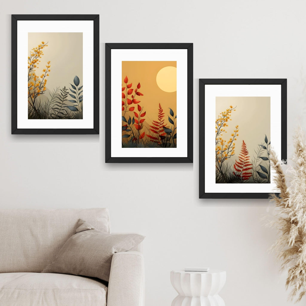 CRAFT QUEST Wall Art Decor Paintings | Set of 3 FLORAL Wall Art Frames for Home Decoration | Ideal for Living Room, Bedroom & Offices
