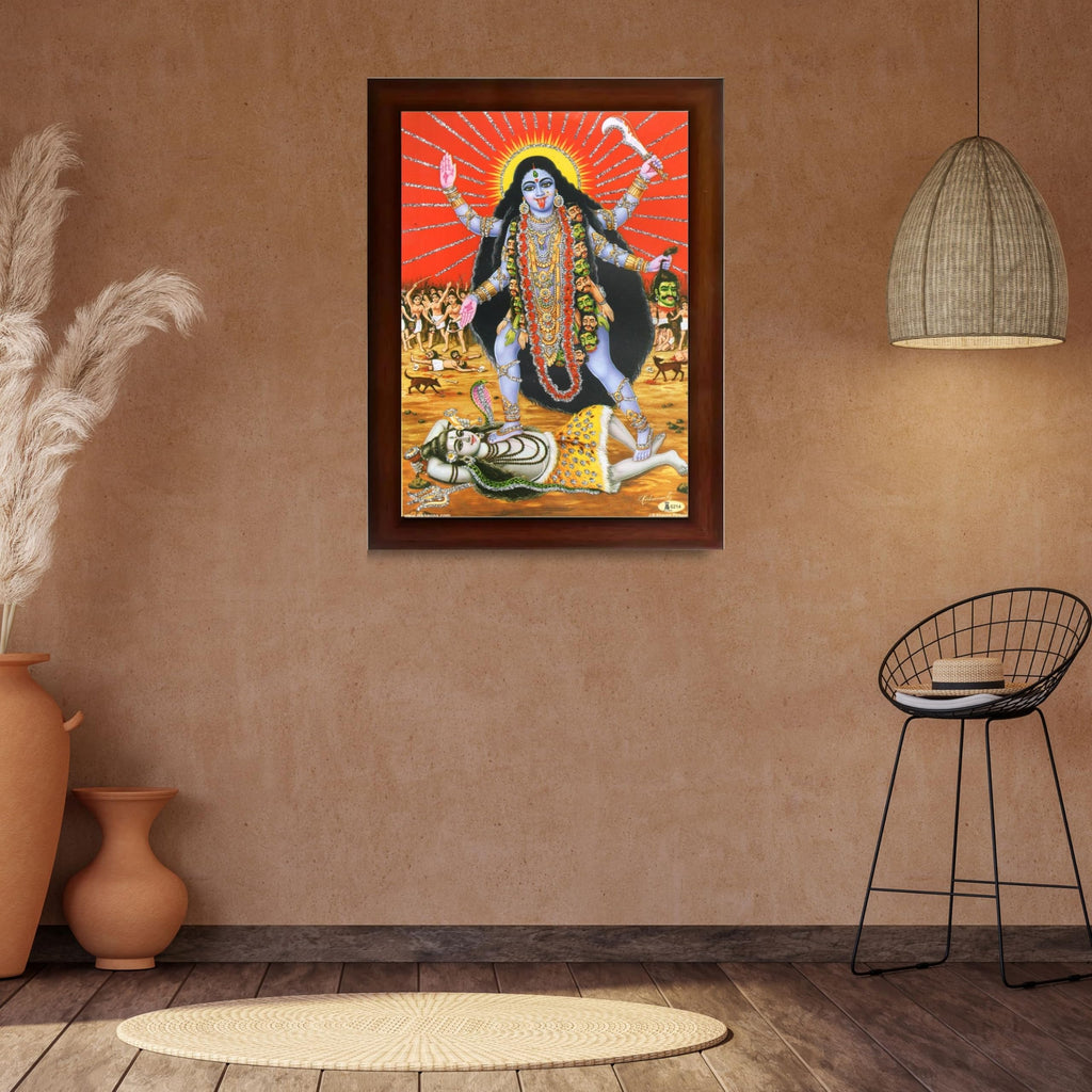 CRAFT QUEST Kali Mata photo with frame, God Religious Framed With Acrylic Glass