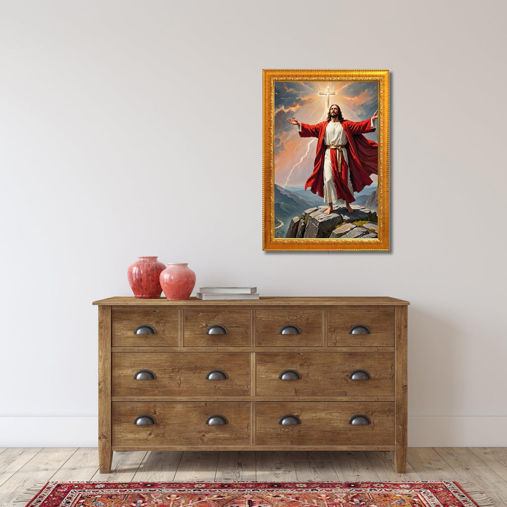 CRAFT QUEST Lord Jesus Christ Christmas Wall Artwork Photo Frame Spiritual Christian Wall Décor for Room
