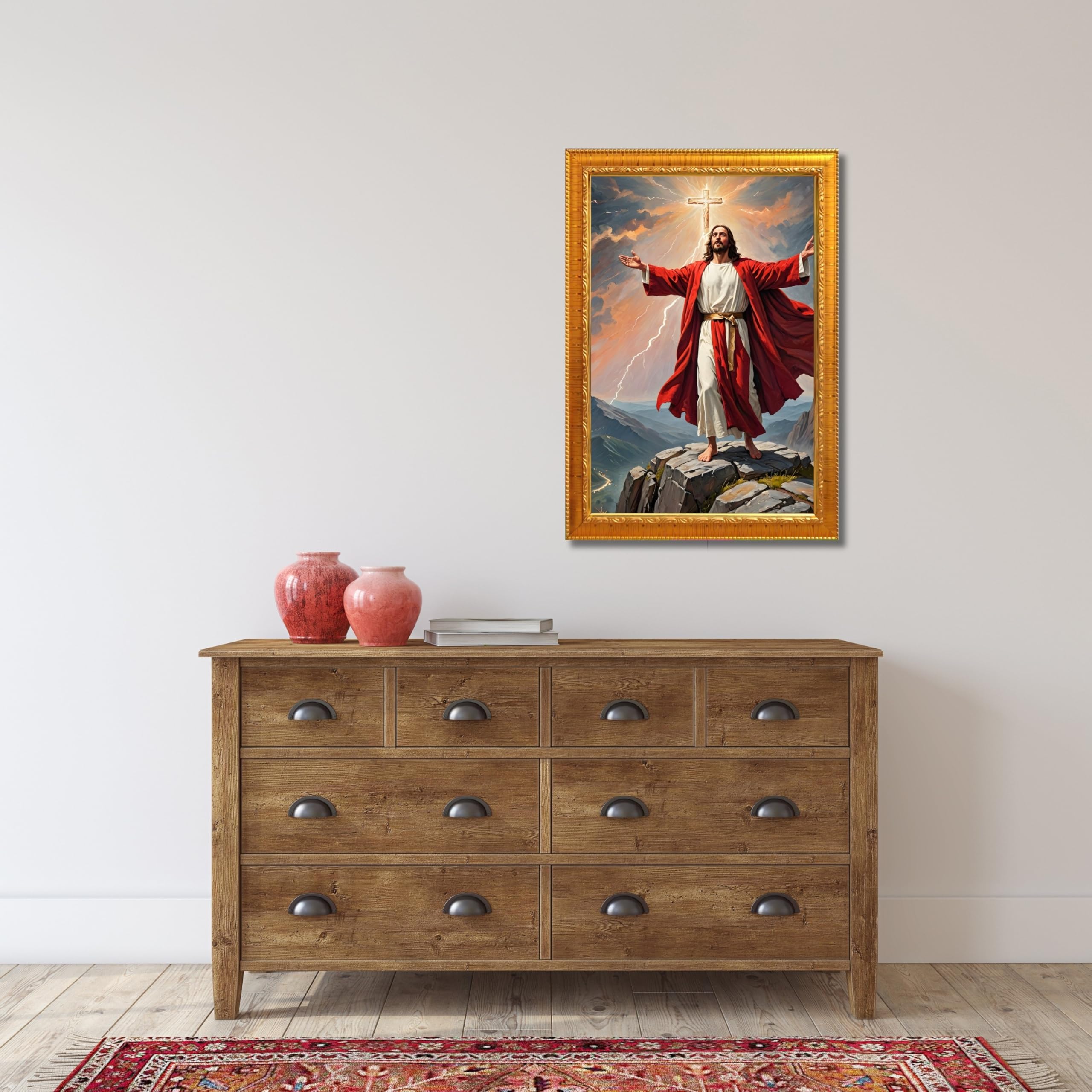 CRAFT QUEST Lord Jesus Christ Christmas Wall Artwork Photo Frame Spiritual Christian Wall Décor for Room