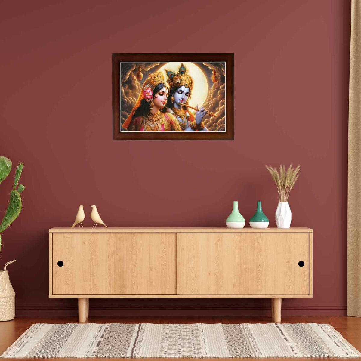 CRAFT QUEST Radha Krishna Art Photo Framed Painting for Home and Bedroom Wall Decoration of Size 14X10 Inches with Frame And Acrylic Glass RK203