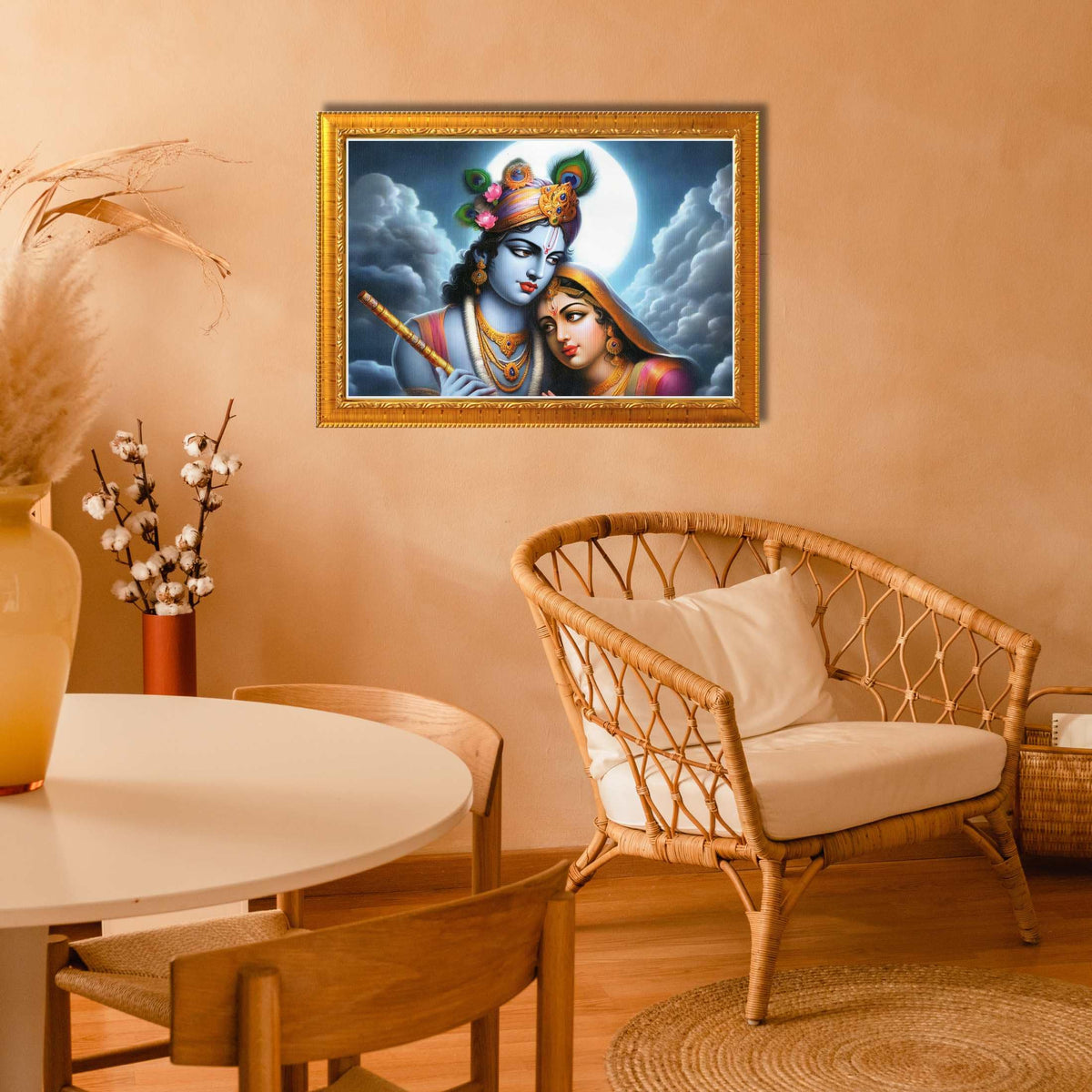 CRAFT QUEST Radha Krishna Art Photo Framed Painting for Home and Bedroom Wall Decoration of Size 14X10 Inches with Frame And Acrylic Glass RK211