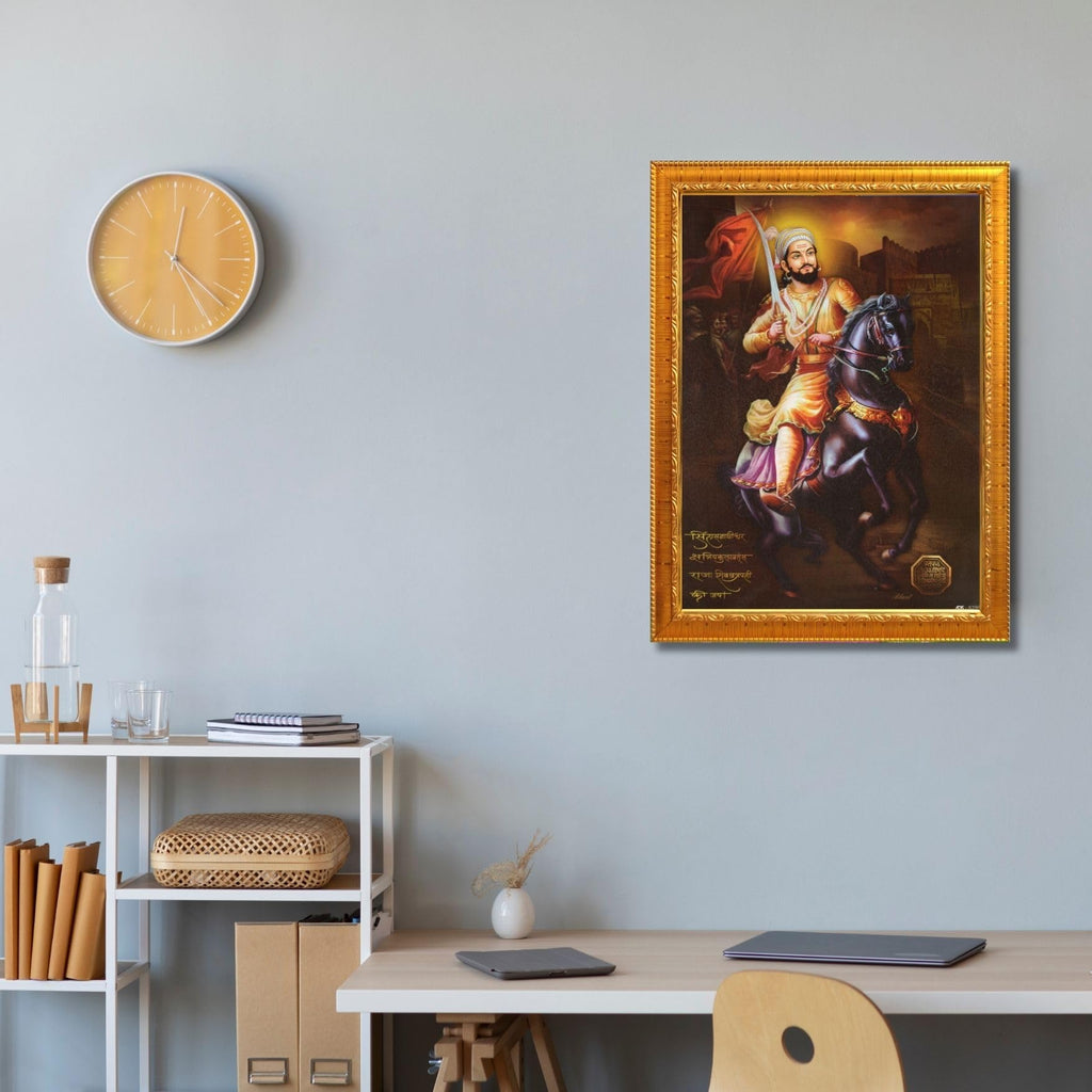 CRAFT QUEST Chhatrapati Shivaji Maharaj photo frame Home Decorative item with synthetic frame