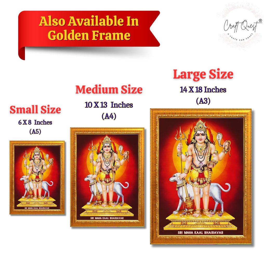CRAFT QUEST Bhairava Kaal Bhairav Baba Bairava Photo Frame | Hindu God Spiritual Framed | Ideal for Home, Office, Temple & Puja Room, Wall Decor