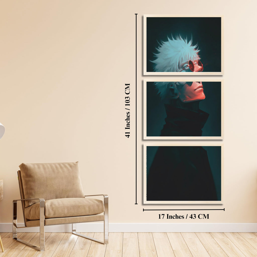 VENUXE ARTS Set Of 3 Anime Characters Wall Framed |Anime Characters Framed Poster for Living Room Bedroom Gaming Room Studio Wall Decor