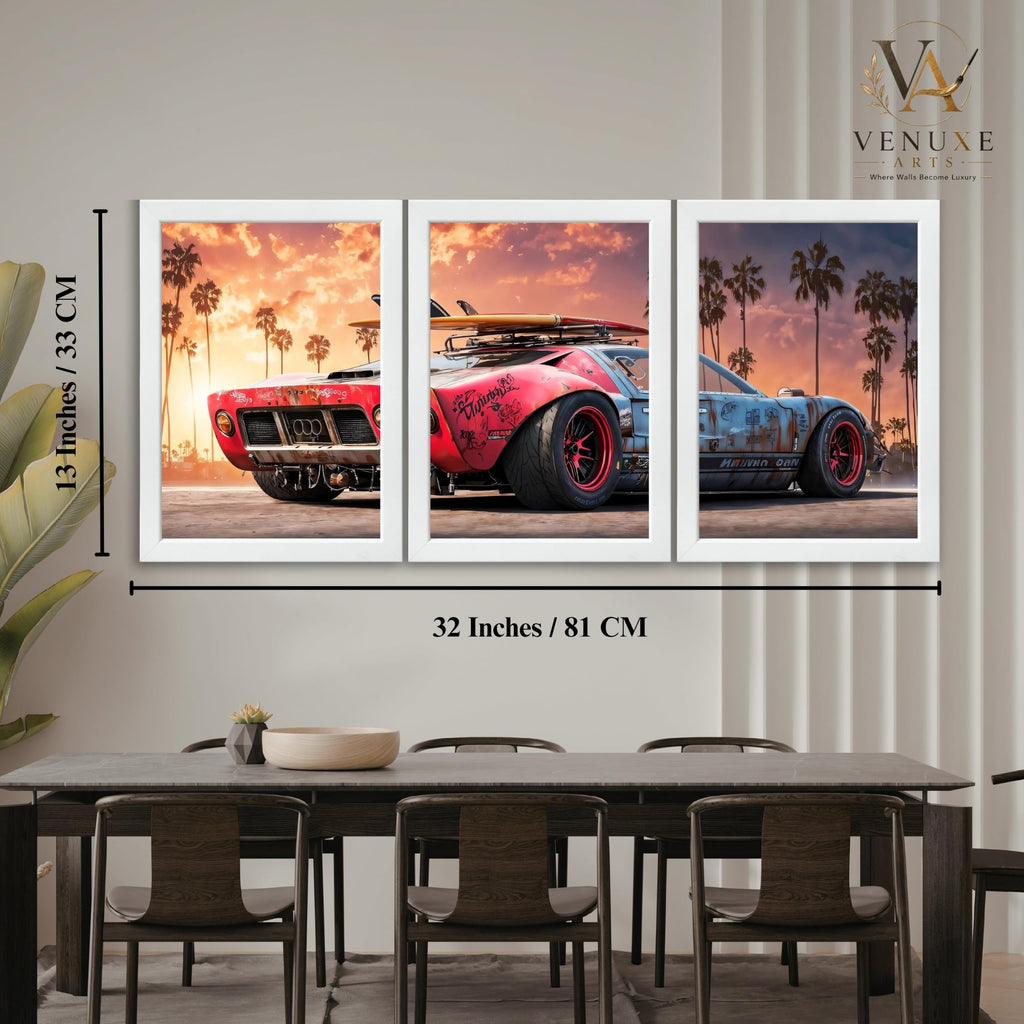 VENUXE ARTS Set Of 3 Big Sports Cars Framed Posters Gift Items for Boys Room Wall Decoration Bedroom Living Room Office Studio Décor | Car Poster Frame for Wall Décor