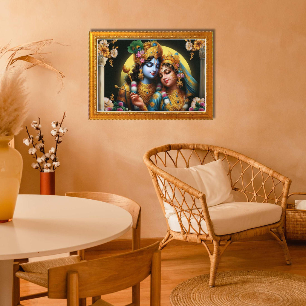 CRAFT QUEST Radha Krishna Art Photo Framed Painting for Home and Bedroom Wall Decoration of Size 14X10 Inches with Frame And Acrylic Glass RK207