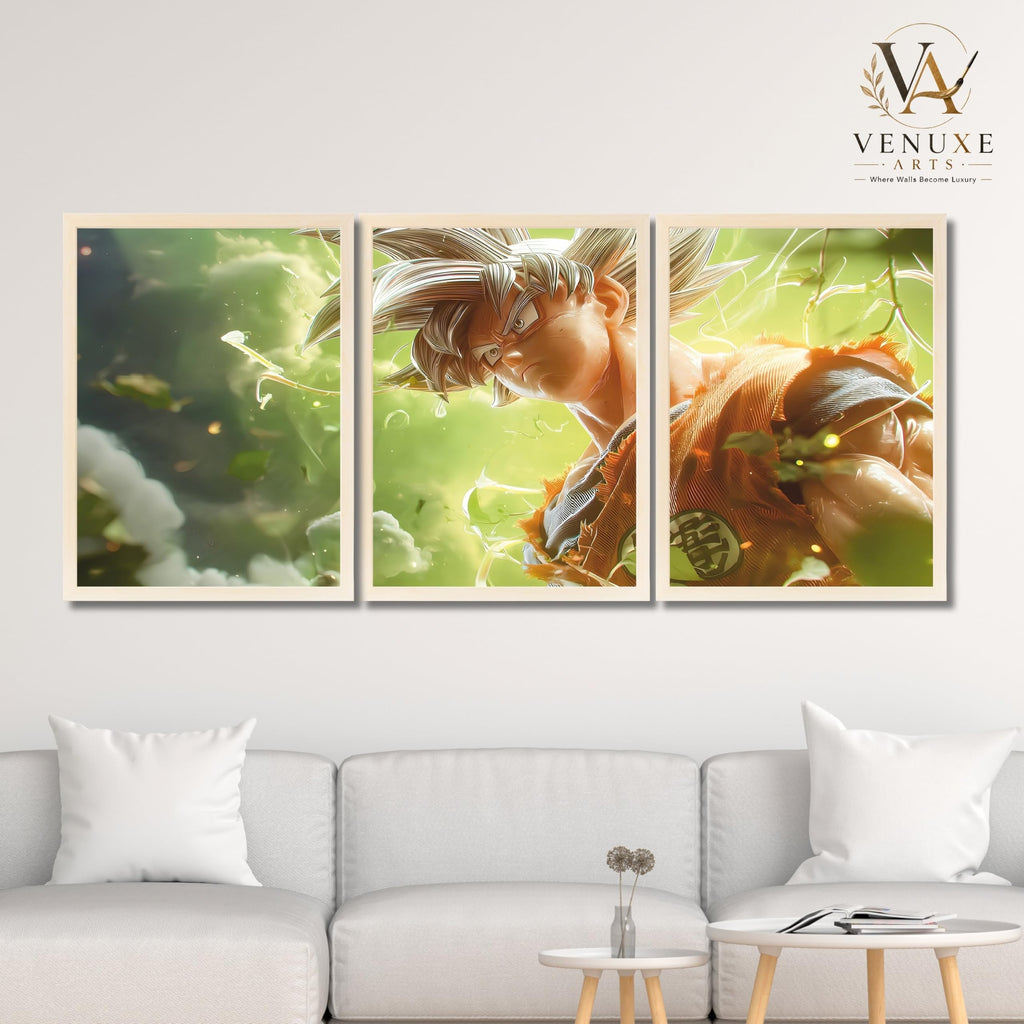 VENUXE ARTS Set Of 3 Anime Characters Wall Framed |Anime Characters Framed Poster for Living Room Bedroom Gaming Room Studio Wall Decor
