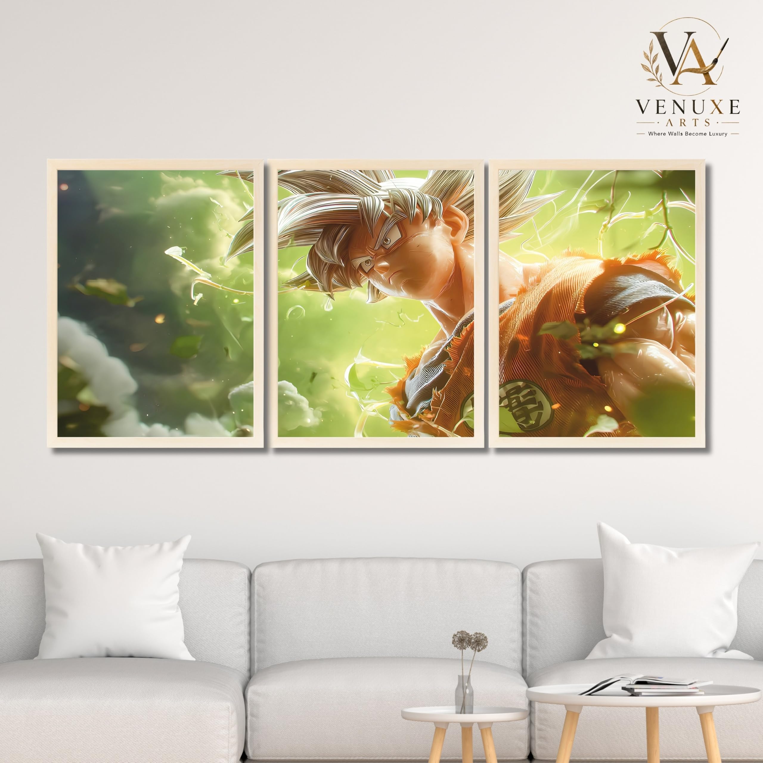 VENUXE ARTS Set Of 3 Anime Characters Wall Framed |Anime Characters Framed Poster for Living Room Bedroom Gaming Room Studio Wall Decor