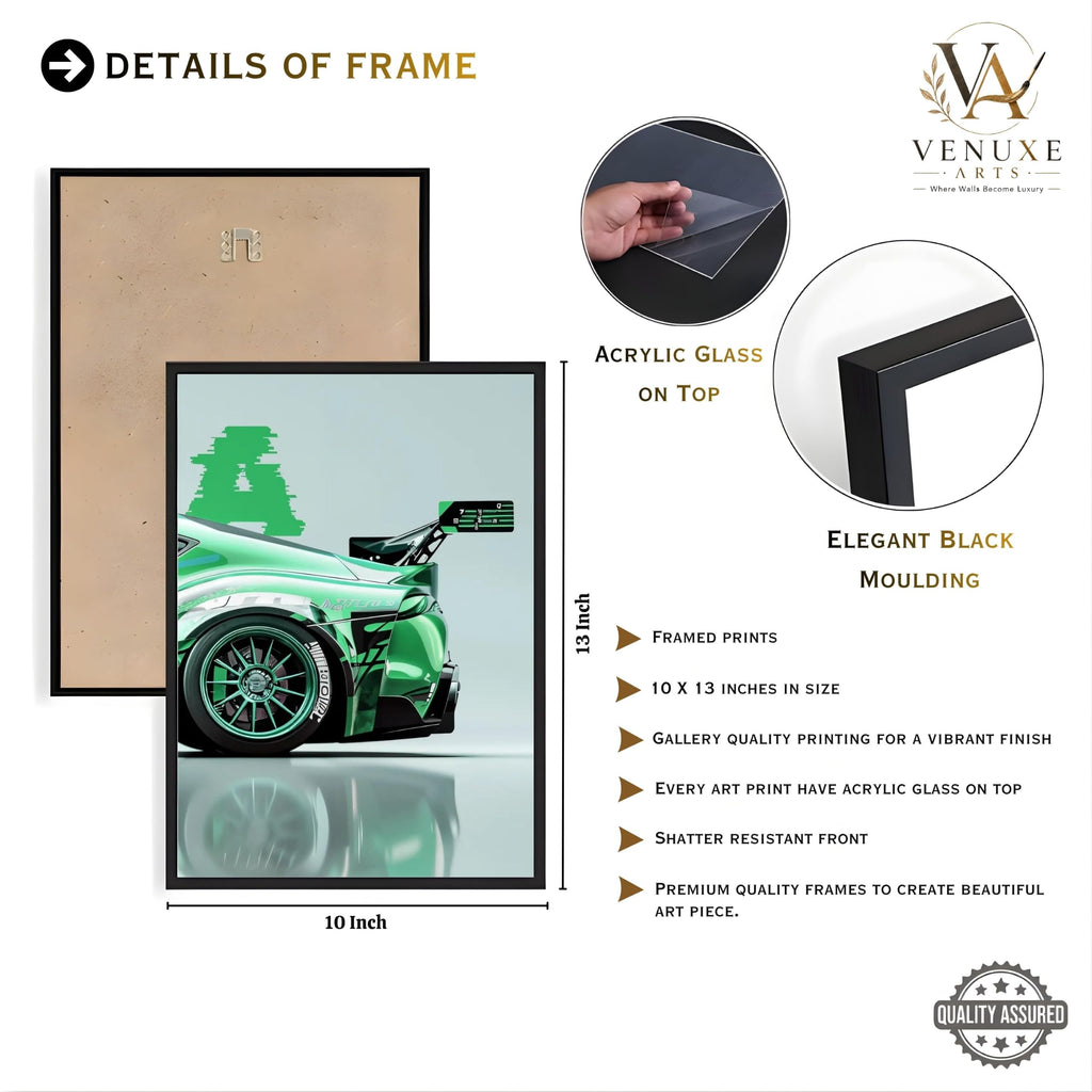VENUXE ARTS Set Of 3 Big Sports Cars Framed Posters Gift Items for Boys Room Wall Decoration Bedroom Living Room Office Studio Décor | Car Poster Frame for Wall Décor