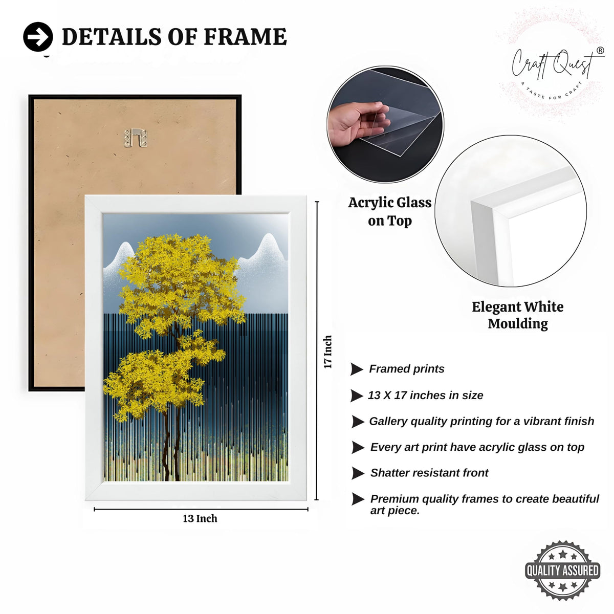 CRAFT QUEST Modern Abstract Blue Landscape Art | Set of 3 Frames for Home Decoration | Ideal for Living Room, Bedroom & Offices