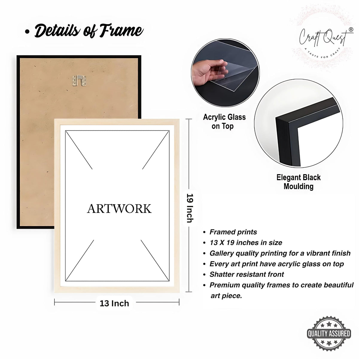CRAFT QUEST Set of 2 piece Wall Art poster Frame Painting for Wall Decoration With Acrylic Glass, living room, Home, Office