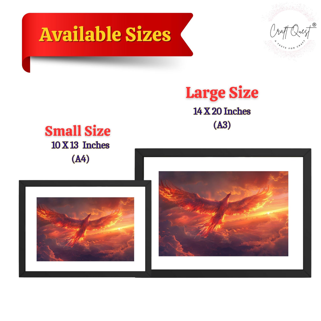 CRAFT QUEST Phoenix Bird Painting – Rising Phoenix Vastu Wall Art – Wall Decoration – Positive Energy Painting for Success, Growth & Spiritual Inspiration