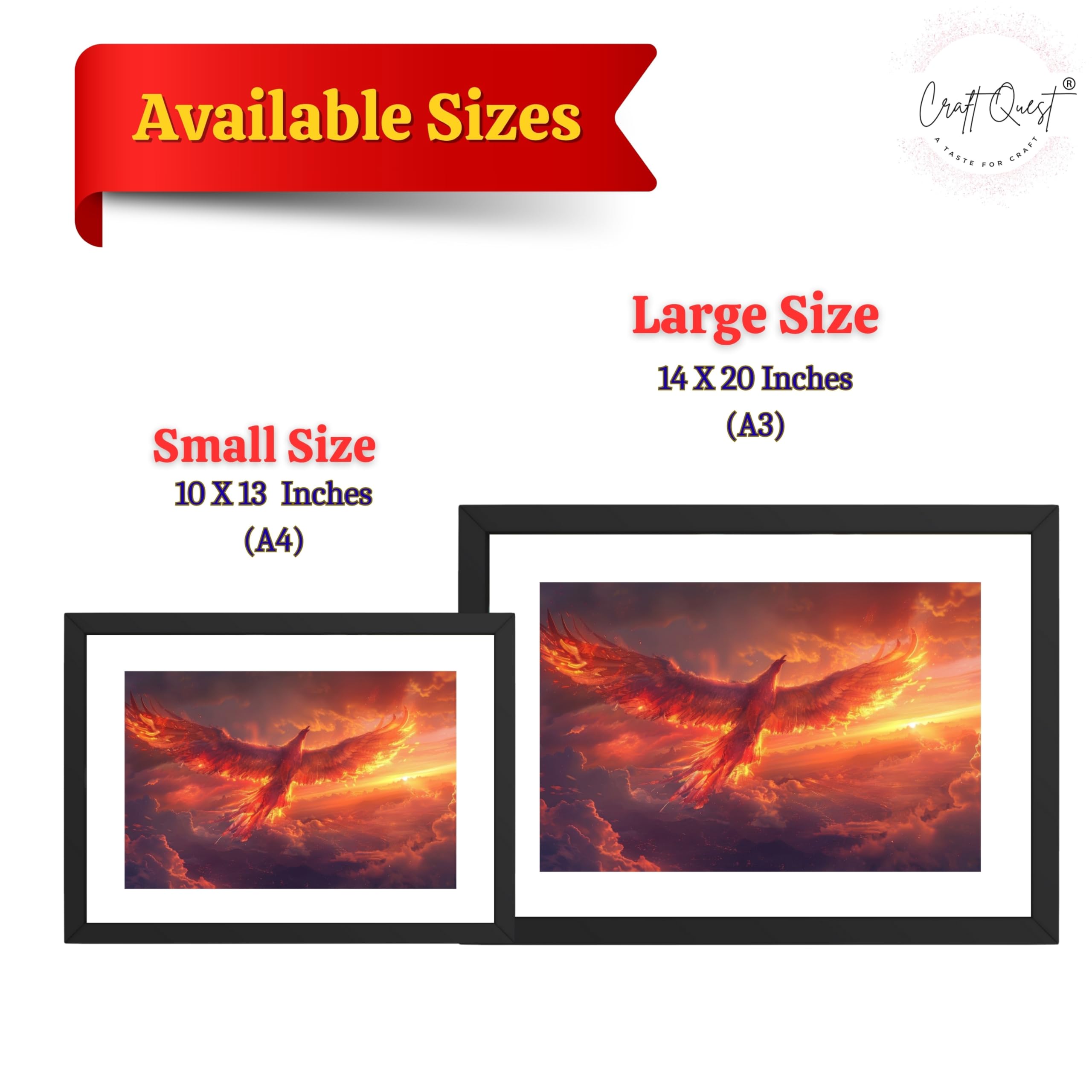 CRAFT QUEST Phoenix Bird Painting – Rising Phoenix Vastu Wall Art – Wall Decoration – Positive Energy Painting for Success, Growth & Spiritual Inspiration