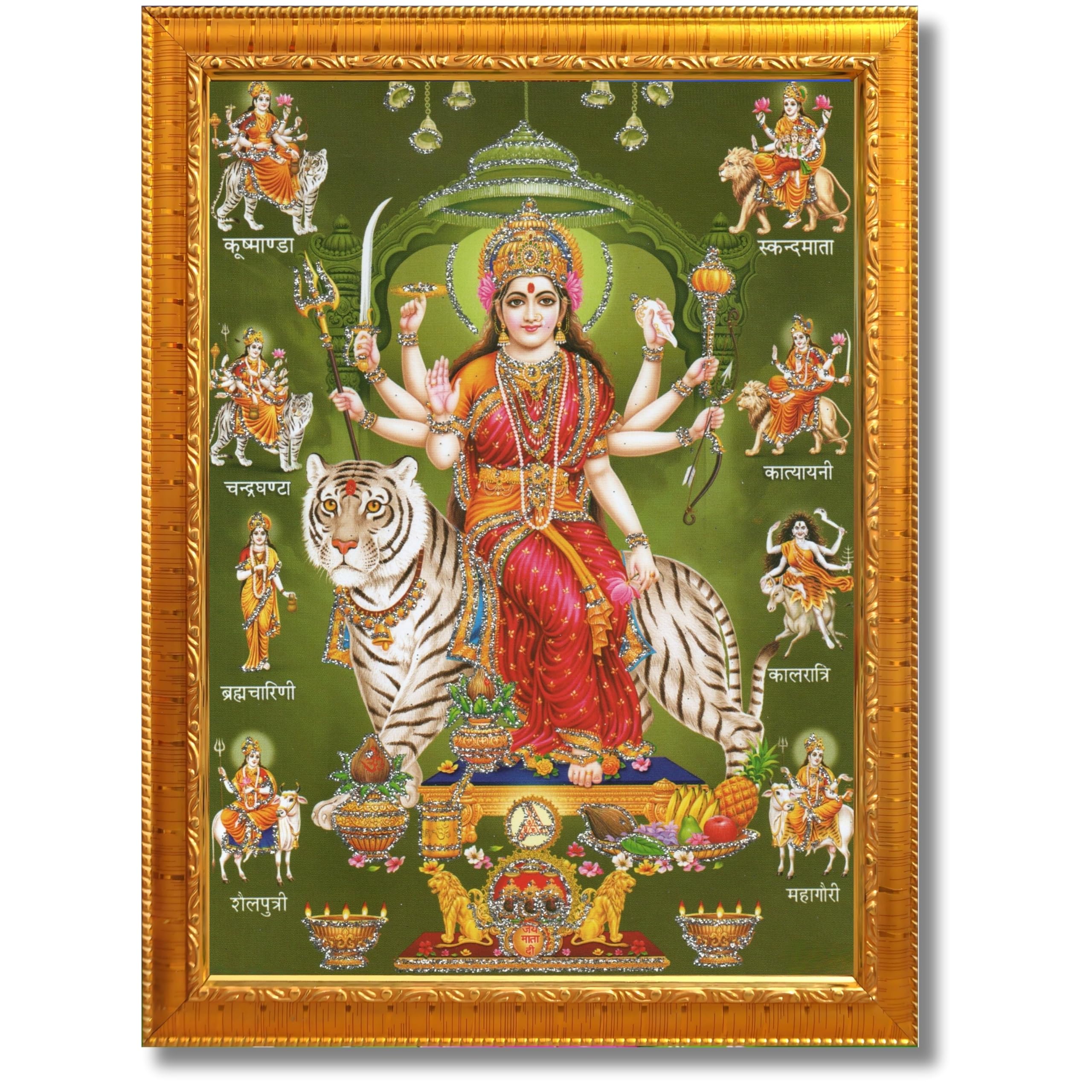 CRAFT QUEST Durga Maa Nav Navadurga Navdurga Wall Painting Framed Home Decor Items