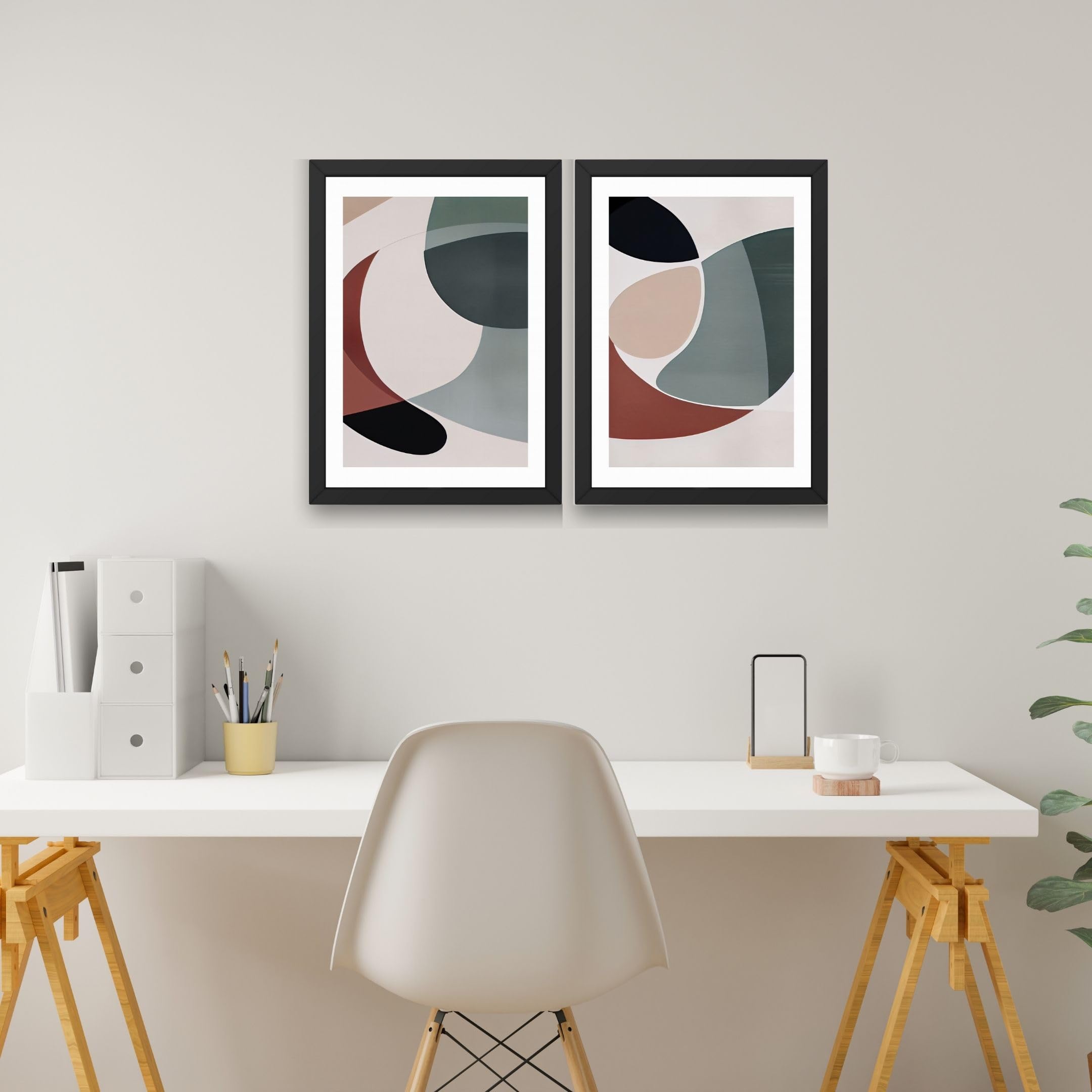 CRAFT QUEST 2 Piece Set of Wall Art poster Frame Painting for Wall Decoration With Acrylic Glass, for living room,Home, Office Restraunt