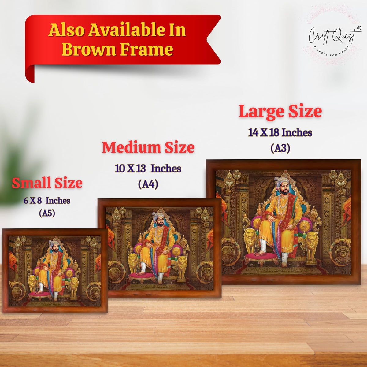 CRAFT QUEST Chhatrapati Shivaji Maharaj Wall Photo Frame | Lightweight | Home Decoration Item | Indian Historic Classic Painting Wall Art Best Gifting Option