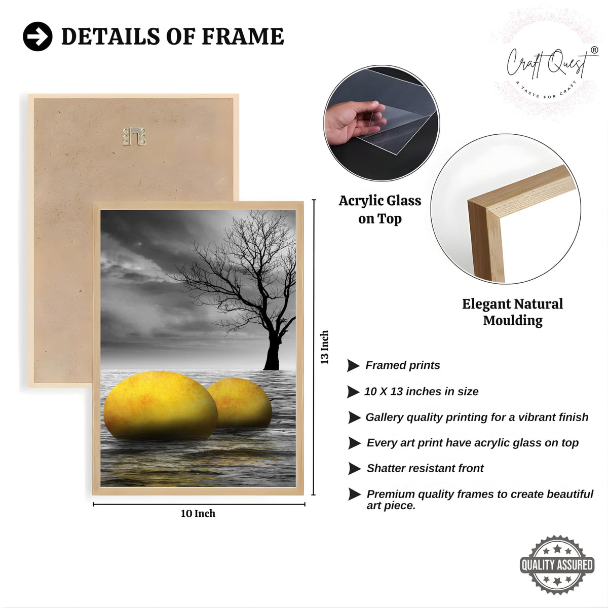CRAFT QUEST Modern Abstract Golden Stone Art | Set of 3 Frames for Home Decoration | Ideal for Living Room, Bedroom & Offices