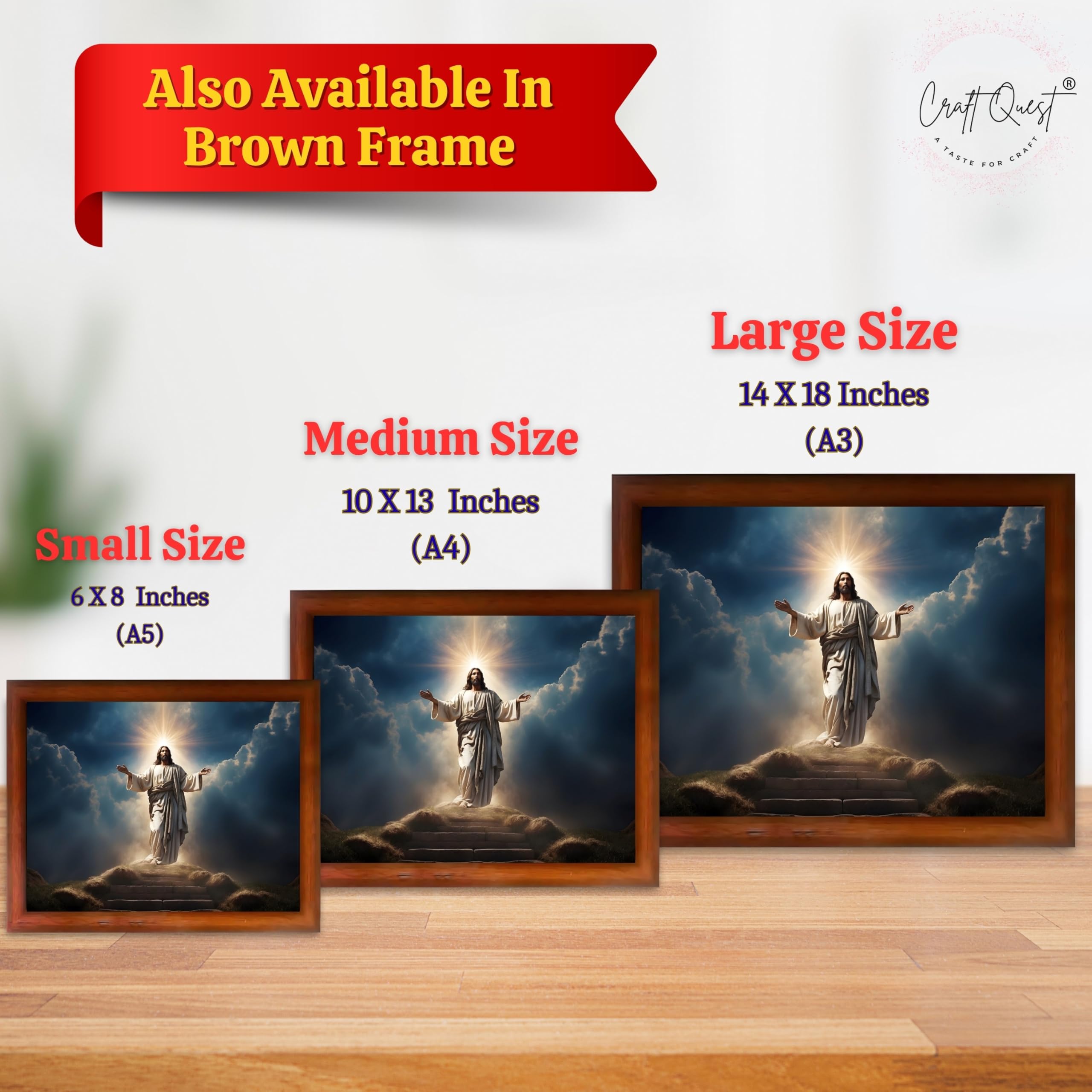CRAFT QUEST Jesus Christ Photo Frame | Decorative Picture for Gifts, Home Decor | Jesus Painting, Religious Photo Frame