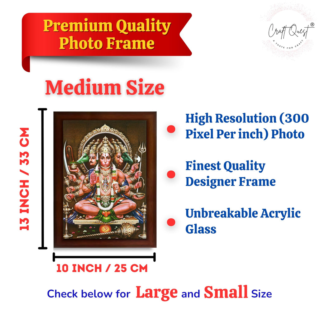 CRAFT QUEST Lord Hanuman Ji Hanumanji Jai Bajrangbali Bajrang Photo Frame For Home Décor, Temple, Pooja Room, Wall, Gift Items