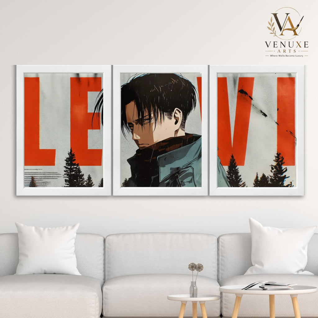 VENUXE ARTS Set Of 3 Anime Characters Wall Framed |Anime Characters Framed Poster for Living Room Bedroom Gaming Room Studio Wall Decor