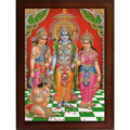 Craft Quest Shree Ram Darbar Sparkle Coated Painting with Frame Home Decorative Gift Item Painting (14 X 10 Inches, Synthetic, Religious)