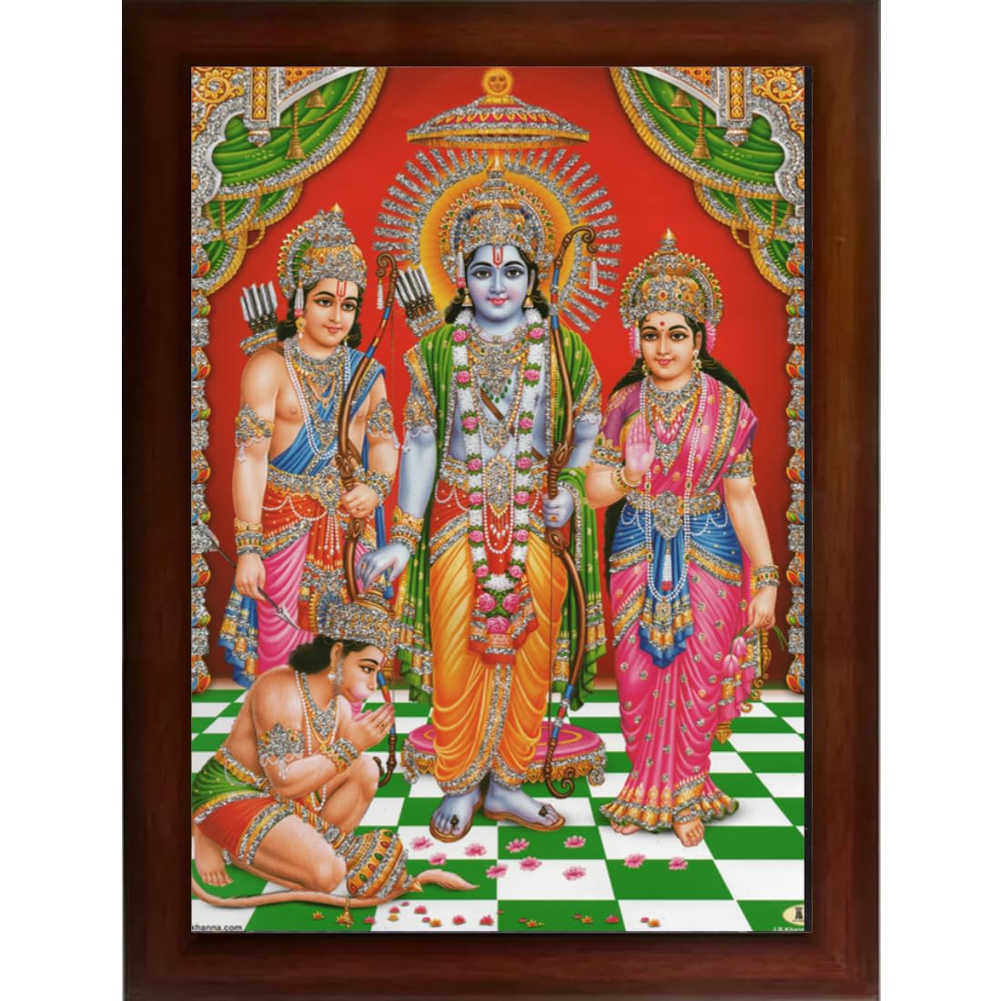 Craft Quest Shree Ram Darbar Sparkle Coated Painting with Frame Home Decorative Gift Item Painting (14 X 10 Inches, Synthetic, Religious)