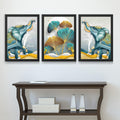 CRAFT QUEST Modern Art Flowers Abstract Wall Art | Set of 3 Frames for Home Decoration | Ideal for Living Room, Bedroom & Offices