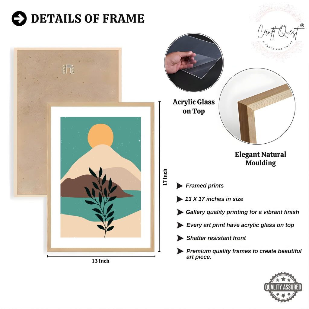 CRAFT QUEST Wall Art Decor Paintings | Set of 3 Wall Art Frames for Home Decoration | Ideal for Living Room, Bedroom & Office