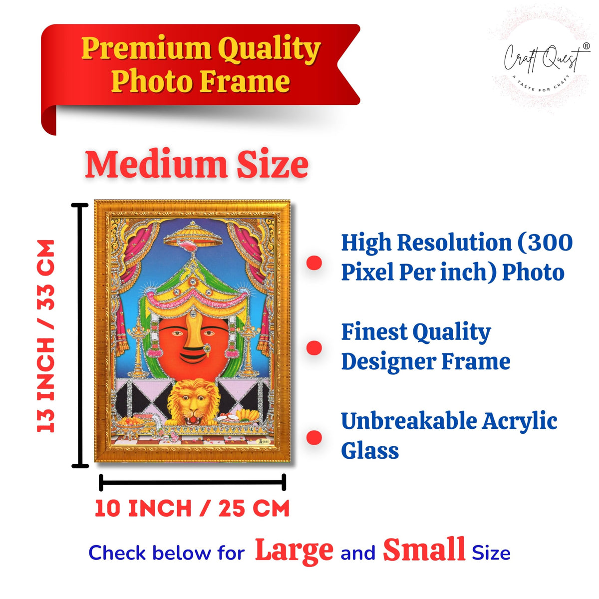 CRAFT QUEST Renuka mata Wooden Photo Frame With Acrylic Sheet For Worship/Pooja