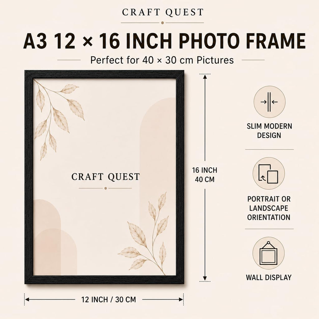 CRAFT QUEST 4X6 Inch Size synthetic Wall Mount Photo frames Single For Home Decoration, Living Room, Office Decoration (Natural, Set of 1)