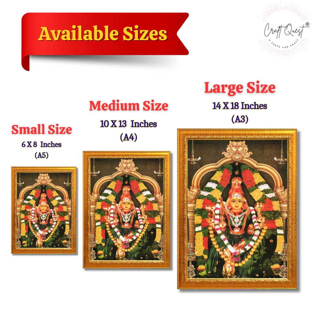 CRAFT QUEST Vijayawada Kanaka Durga Devi Durgamma Wall Photo Framed | South God Frame for Home, Office, Temple & Gifting