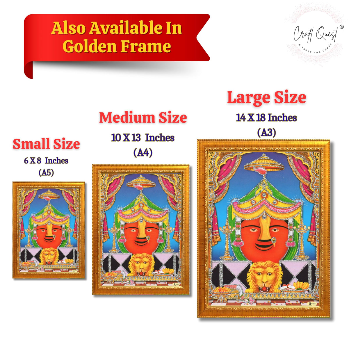 CRAFT QUEST Renuka mata Wooden Photo Frame With Acrylic Sheet For Worship/Pooja