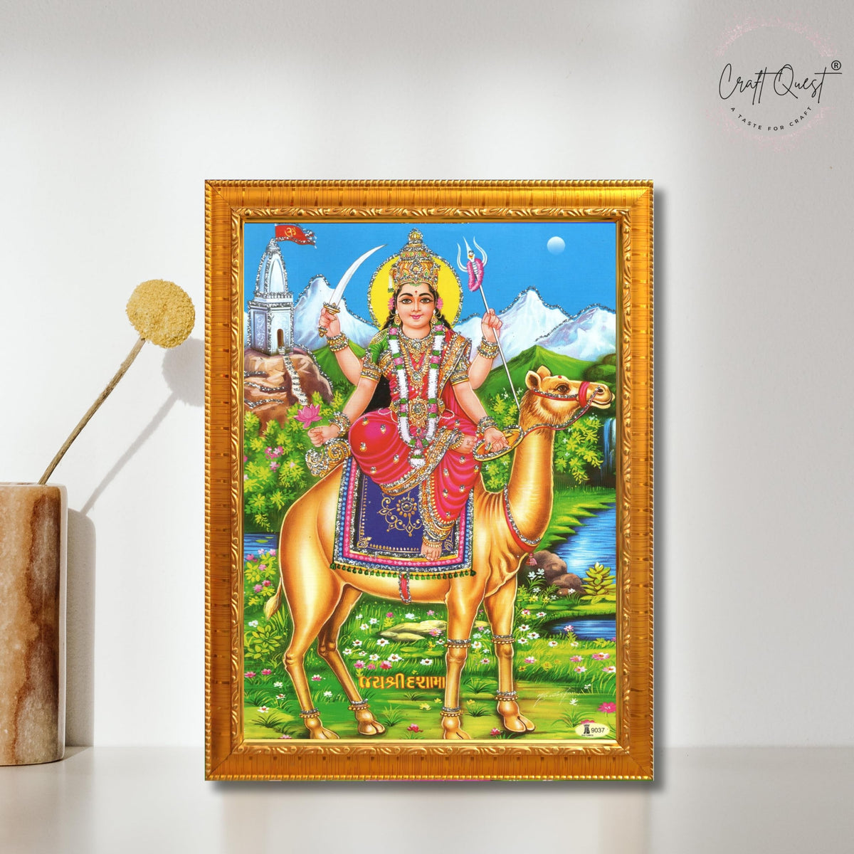 CRAFT QUEST Dasha Devi Mata Maa Shri Momai Dashamaa Wall Painting For Home Decor wooden framed