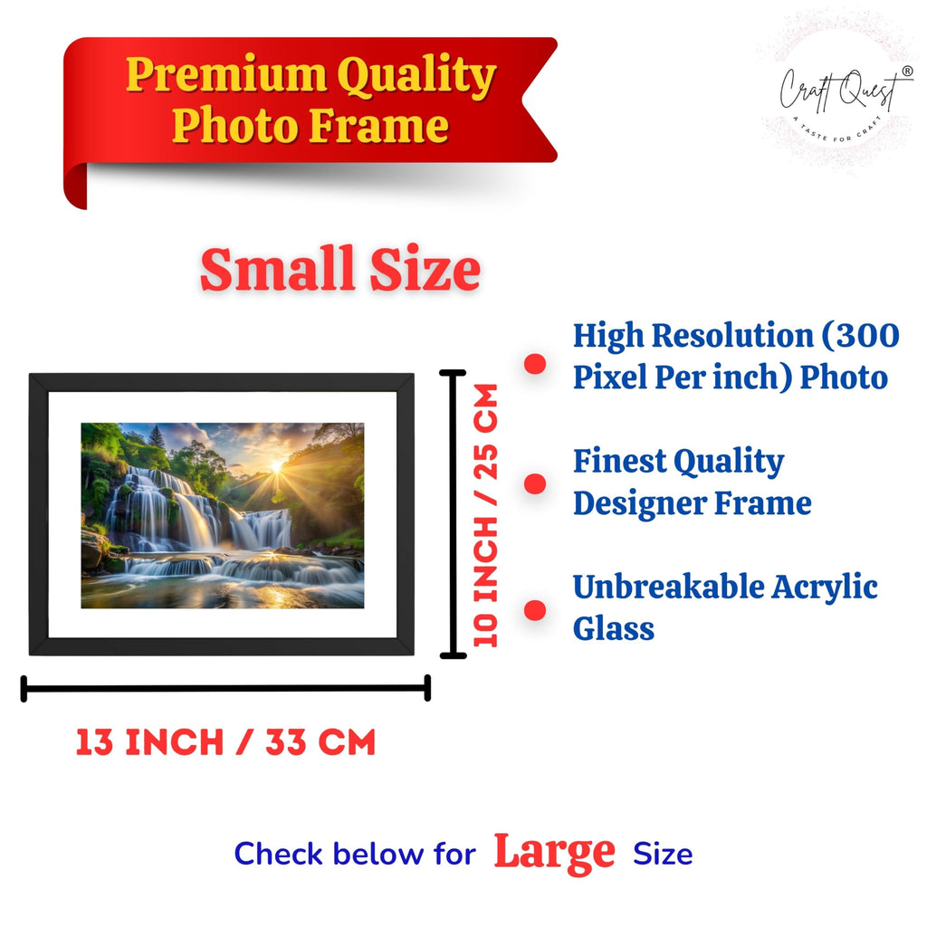 CRAFT QUEST Vastu Waterfall Landscape Scenery Photo Frame With Acrylic Sheet | Living Room, Bedroom | Home Decoration | Best Gifting Option