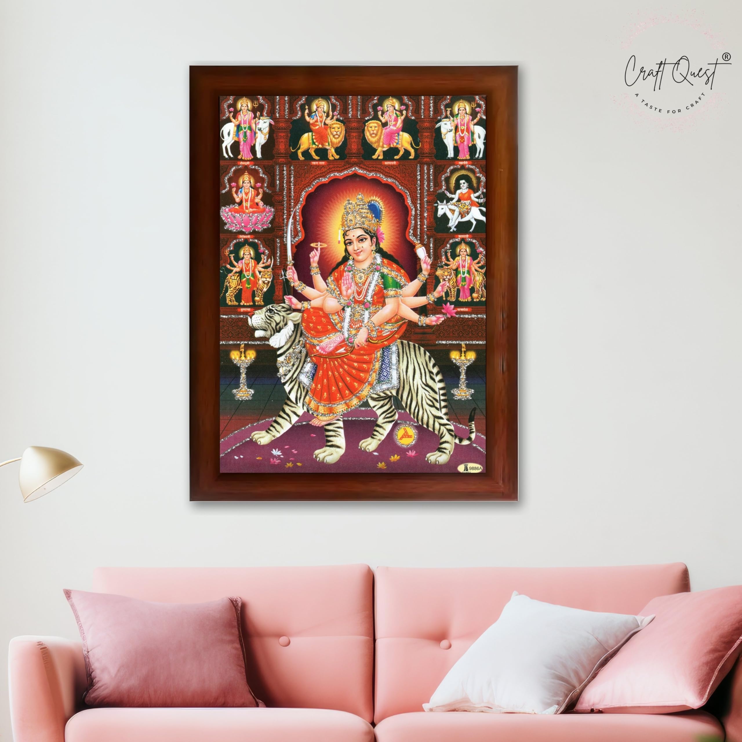 CRAFT QUEST Durga Mata Goddess Navadurga Navdurga Wall Painting Framed Home Décor