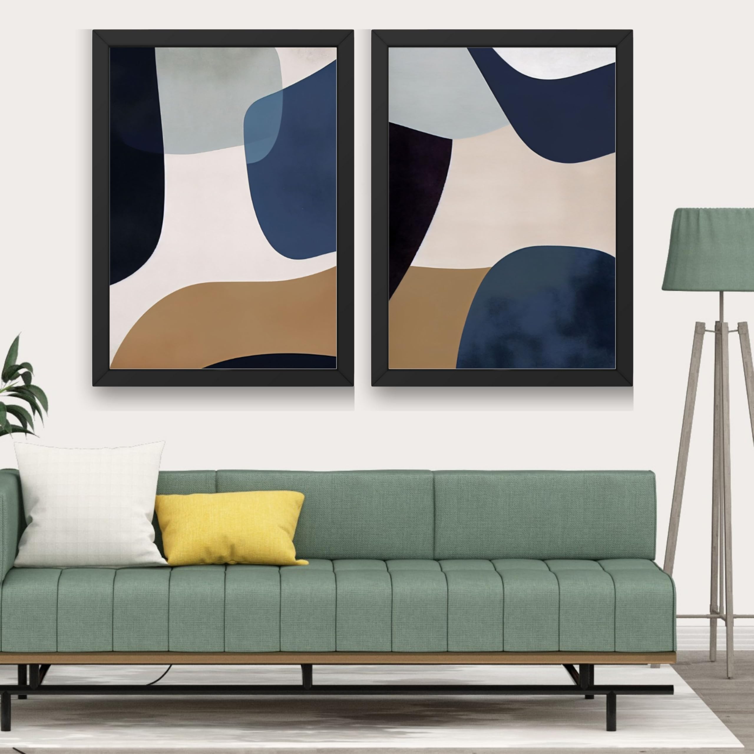 CRAFT QUEST Wall Art Decor Paintings | Set of 2 Abstract Wall Art Frames for Home Decoration | Perfect for Living Room, Bedroom & Office