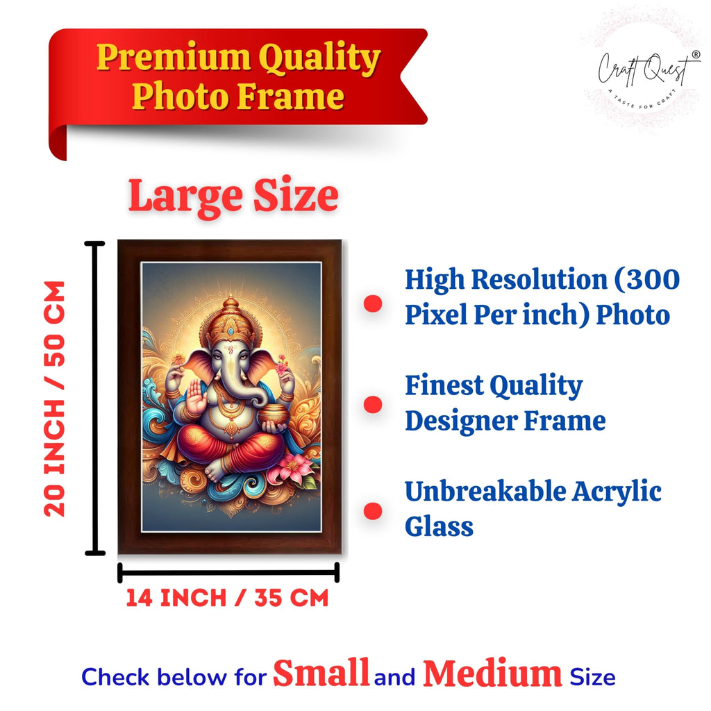 CRAFT QUEST Lord Ganesha Modern Wall Painting With Frame For Home and Office Decor