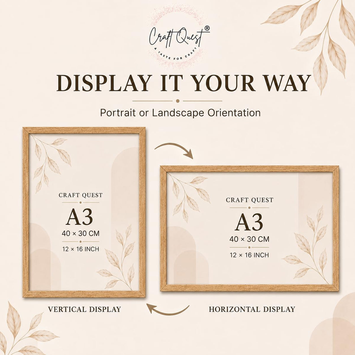 CRAFT QUEST 4X6 Inch Size synthetic Wall Mount Photo frames Single For Home Decoration, Living Room, Office Decoration (Natural, Set of 1)