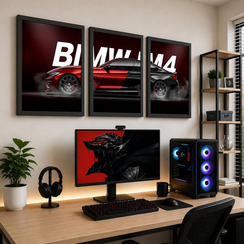 VENUXE ARTS Set Of 3 Big Sports Cars Framed Posters Gift Items for Boys Room Wall Decoration Bedroom Living Room Office Studio Décor | Car Poster Frame for Wall Décor