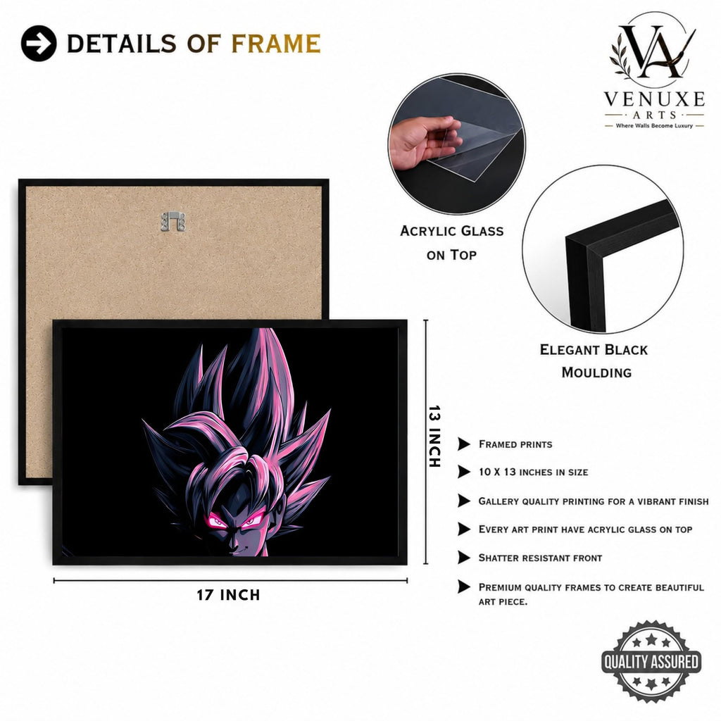 VENUXE ARTS Set Of 3 Anime Characters Wall Framed |Anime Characters Framed Poster for Living Room Bedroom Gaming Room Studio Wall Decor
