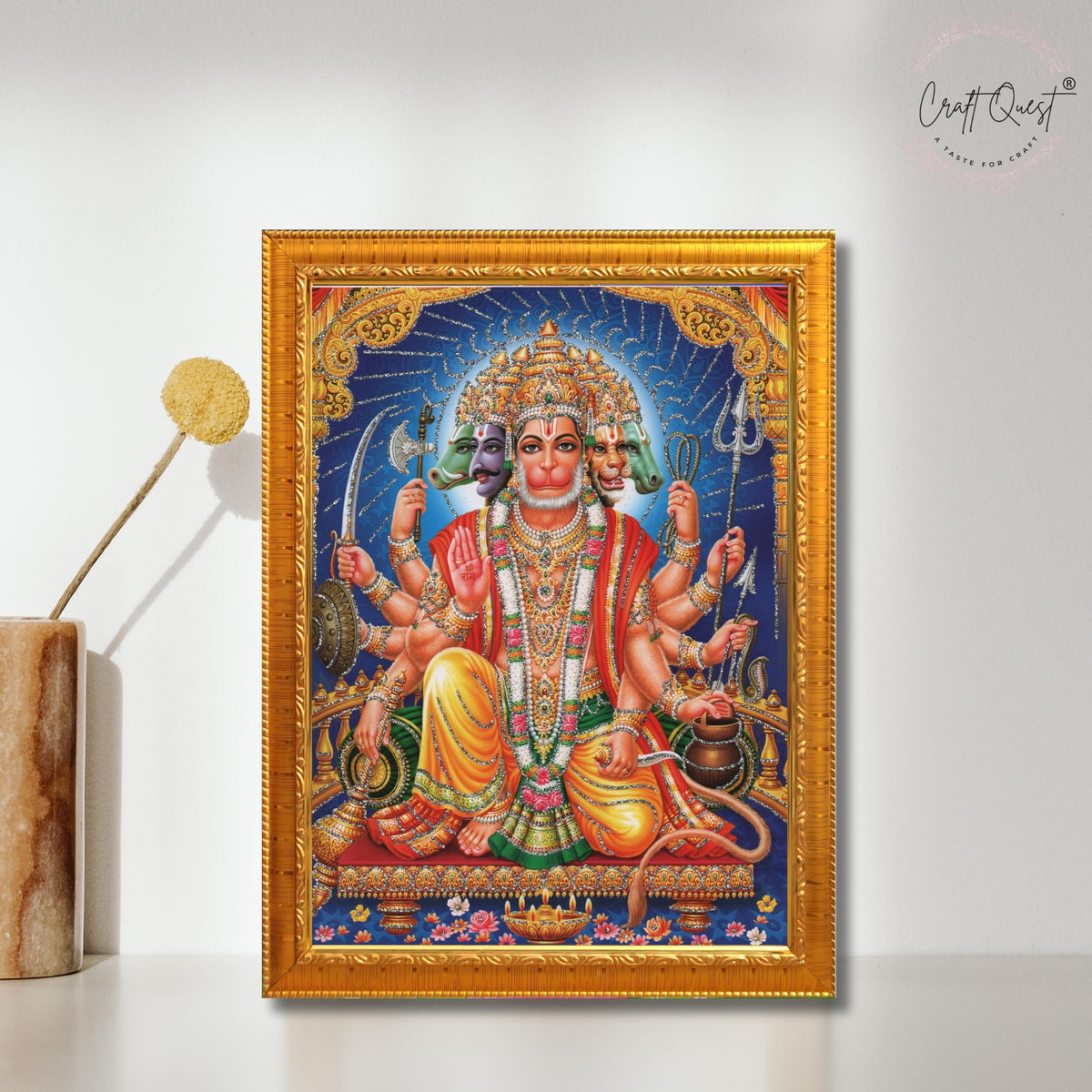 CRAFT QUEST Panchmukhi Hanuman JI | Bajrangbali Religious Photo frame
