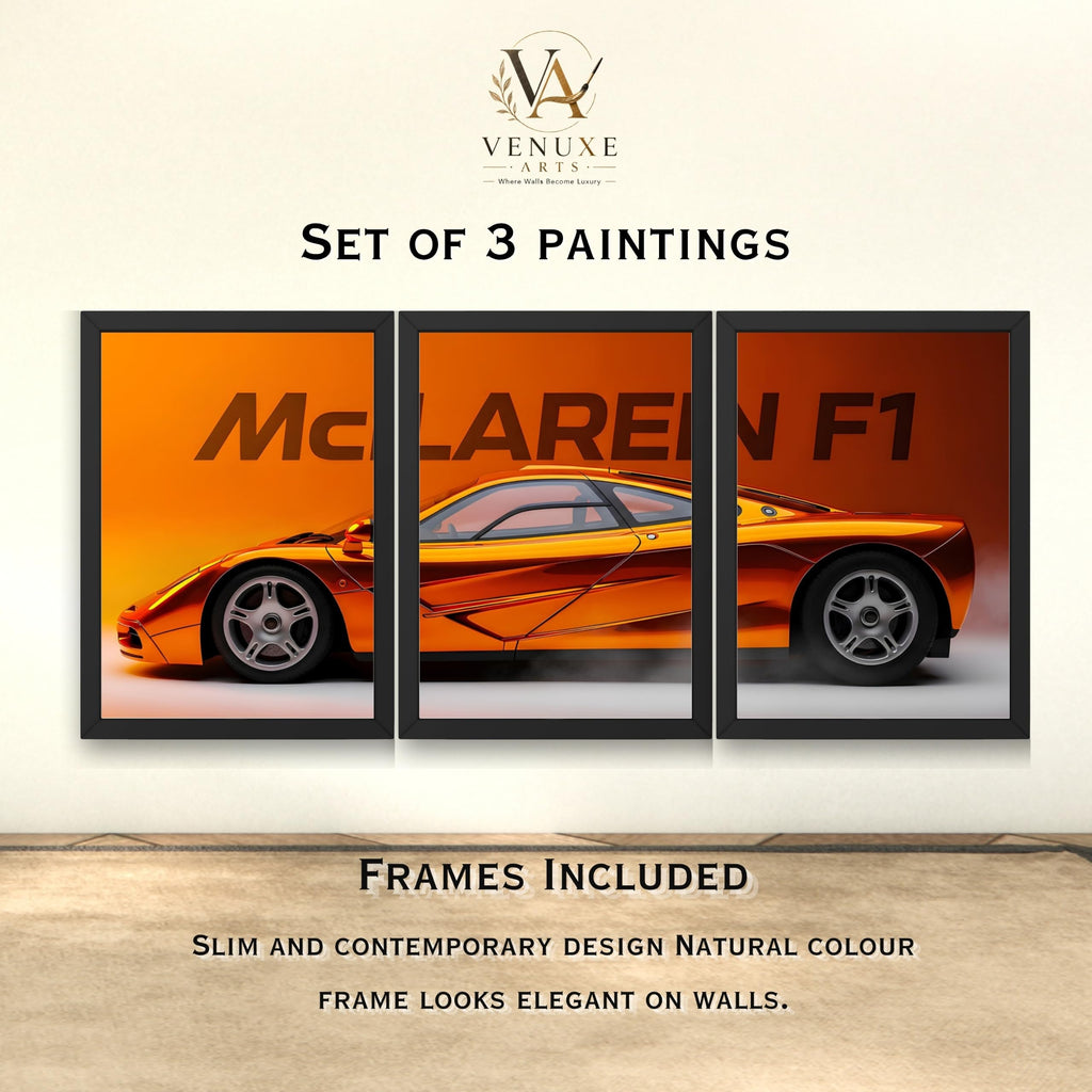 VENUXE ARTS Set Of 3 Big Sports Cars Framed Posters Gift Items for Boys Room Wall Decoration Bedroom, Living Room, Office, Studio Décor | Car Poster Frame for Wall Décor